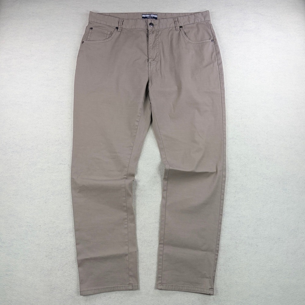 Johnnie-O Mens 36x30 Five Pocket Pants Taupe Khaki Micro Texture Stretch Pant